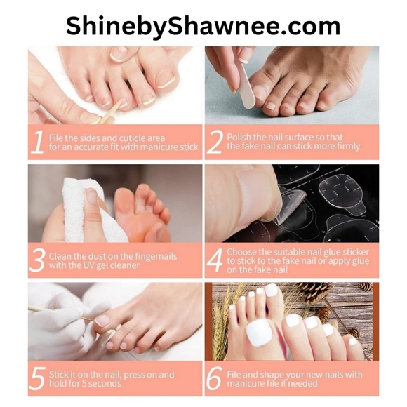 PRESS-ON TOENAILS - FULL SET 24 TIPS & APLLICATION KIT | All White - Picture 8 of 9